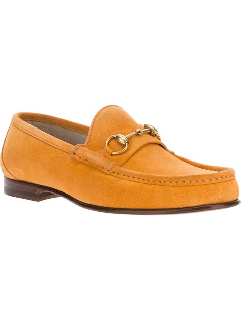 gucci mens orange loafer shoes|Gucci suede loafers men.